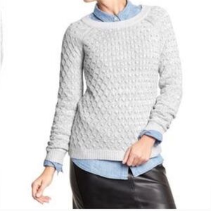 Old Navy Heather Grey Honeycomb Knit Sweater, Size Extra Small